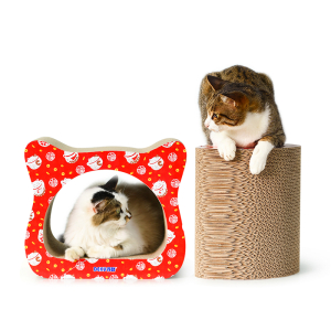 得酷 喜庆款猫头形猫抓板(两件套)动物形猫抓板 瓦楞纸猫抓板 猫磨爪玩具 猫咪宠物用品 宠物玩具