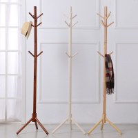 原木生活实木加粗衣帽架卧室办公挂衣架简欧风格进口松木创意客厅落地晾衣架白色整体实木