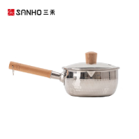 三禾日式雪平锅汤锅不锈钢锅热牛奶锅煮奶泡面锅带盖子16cm煮锅TXPG01