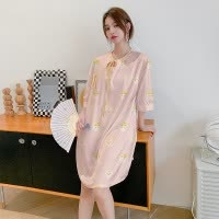 Ceba新中式缎面睡裙夏季冰丝薄款睡衣女气质国风家居服可外穿
