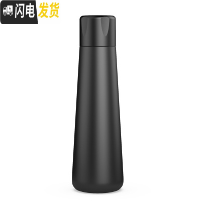 三维工匠智能保温杯女学生简约创意可爱少女心网红提醒喝水多功能测温水杯 黑色收藏加购赠杯刷