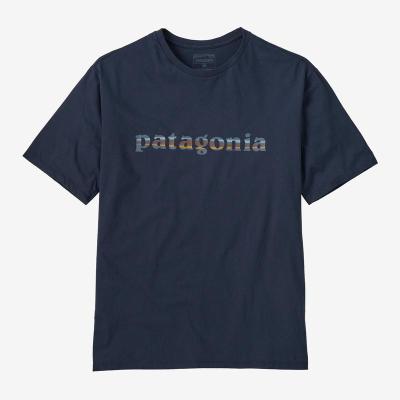 Patagonia环保男士文字logo圆领短袖T恤户外休闲百搭男子有机棉
