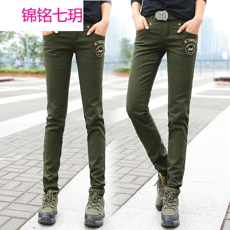 2018春秋户外迷彩裤女 军装修身休闲紧身小脚裤铅笔裤小腿裤长裤