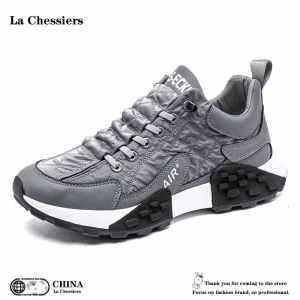 La Chessiers男鞋2024春秋季新款韩版百搭休闲运动跑步厚底防滑板鞋小众老爹潮鞋