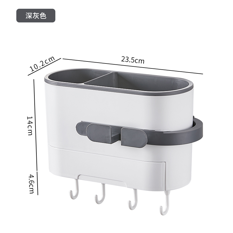 家柏饰(CORATED)吹风机置物架免打孔壁挂卫生间洗漱台电吹风挂架浴室收纳风筒架子 多功能一体化[深灰色大容量]