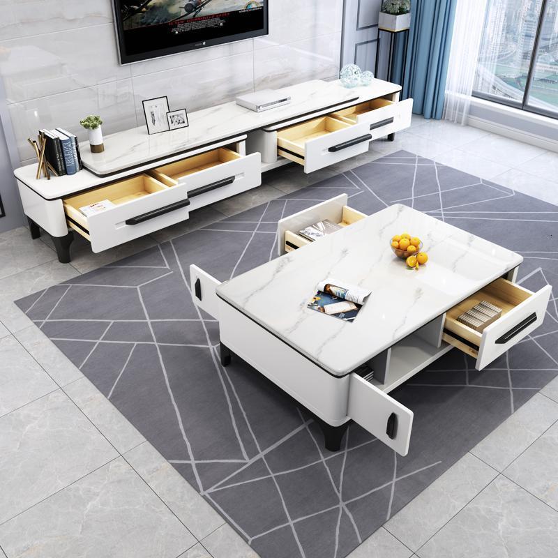 森美人大理石茶几电视柜组合简约现代小户型客厅家用北欧式实桌套装