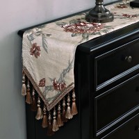 家柏饰(CORATED)欧式桌旗五斗柜餐边柜鞋柜装饰布长条布长方形新中式餐桌茶几 雪莉尔米色 桌旗32*240cm
