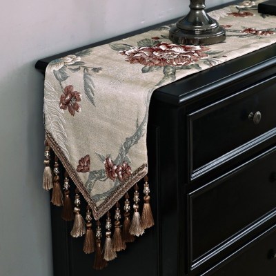 家柏饰(CORATED)欧式桌旗五斗柜餐边柜鞋柜装饰布长条布长方形新中式餐桌茶几 雪莉尔米色 桌旗32*240cm