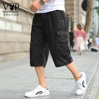 花花公子贵宾男工装短裤七分裤大裤衩潮流夏季工装宽松加肥大码裤子款