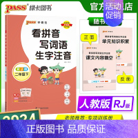 语文 二年级下 [正版]2024春小学看拼音写词语生字注音通用版二年级下册同步专项训练RJ版2年级下册字帖描红学霸范PA