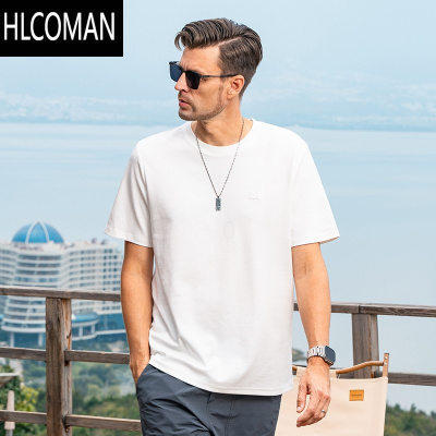 HLCOMAN210G凉感冰丝短袖T恤男2025夏季新款字母刺绣降温体恤