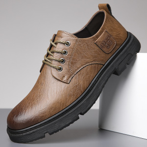休闲皮鞋男式工装鞋子2024春季新款时尚潮流男士单鞋批发一件