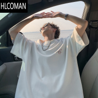 HLCOMAN紫色短袖T恤男生阳光干净多巴胺穿搭宽松7七分袖夏季