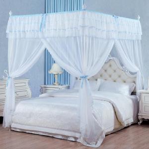 美帮汇廷落地蚊帐家用1.2米1.5m1.8m床纹账支架三开公主风加密加厚