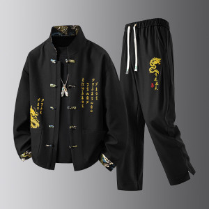 2025年男士春秋季国风经典时尚休闲百搭套装潮流百搭柔软亲肤