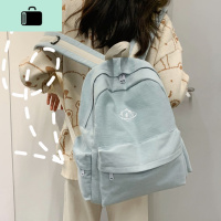 文艺小清新帆布书包女韩版高中生大学生双肩包女百搭少女背包NEW LAKE 浅蓝色(收藏小礼物