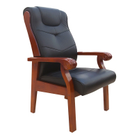 鸿业盛大FSD-343办公家具办公椅家用椅子座椅会议椅洽谈椅实木架皮办公椅电脑椅领导椅子老板椅黑色 西皮黑色西皮