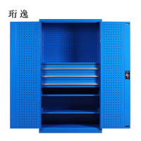 珩逸工具柜加厚铁皮储物柜工厂车间用带抽屉汽修多功能收纳柜通门内三抽柜蓝色