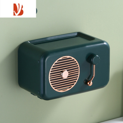 三维工匠卫生间纸巾盒置物架厕所壁挂式免打孔防水挂墙式卷纸筒厕纸抽纸盒 镀金款 - 复古绿[抽卷纸通用]送无痕贴