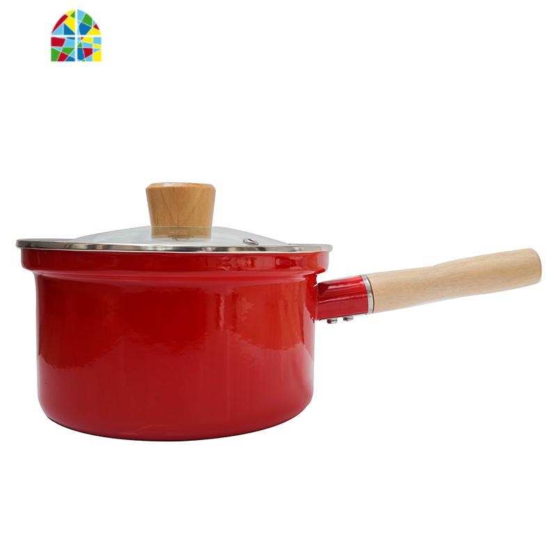 奶锅雪平锅宝宝辅食锅煮面泡面锅单柄家用电磁炉燃气 FENGHOU 黑色1.8L款盒上20cm是内径