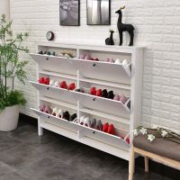 北欧简约现代17CM超薄鞋柜省空间汉尼斯大容量进窄翻斗鞋柜