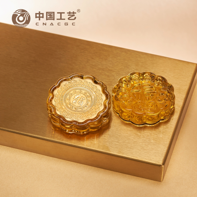 [中秋限定]黄金0.1克黄金月饼花好月圆琉璃金月饼中秋礼物收藏金器