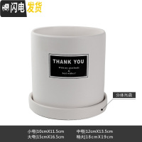 三维工匠简约圆柱ins北欧风带托盘室内沙漠植物现代创意陶瓷多肉花盆批发 哑光白(THANKYOU) 中等花盆容器