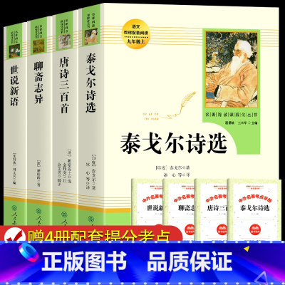 人教版 九年级上册全4册+赠考题册 [正版] 人教版泰戈尔诗选唐诗三百首世说新语聊斋志异书 原版原著初中生版 9九年