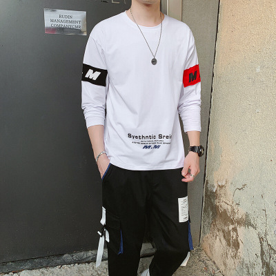 珂卡慕(KEKAMU)男士春季新款卫衣休闲连帽春季款潮流运动服套装嘻哈工装裤男白色DS550S