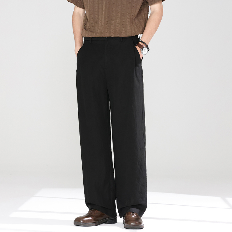 老钱风莱赛尔亚麻男士休闲裤男裤春夏日系阔腿宽松透气裤子男款夏