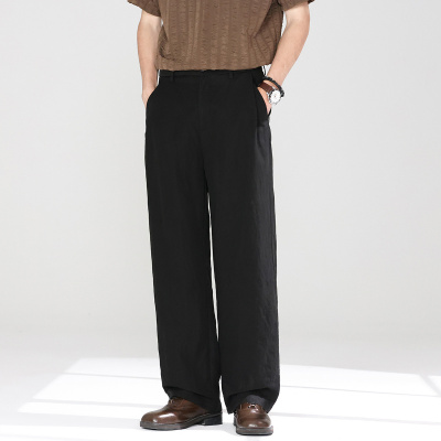 老钱风莱赛尔亚麻男士休闲裤男裤春夏日系阔腿宽松透气裤子男款夏