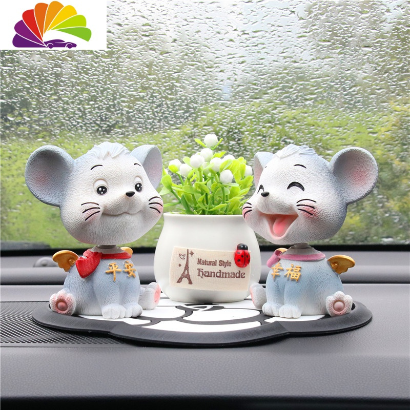 舒适主义汽车摆件摇头小老鼠公仔网红车上小摆件创意可爱男女车内装饰