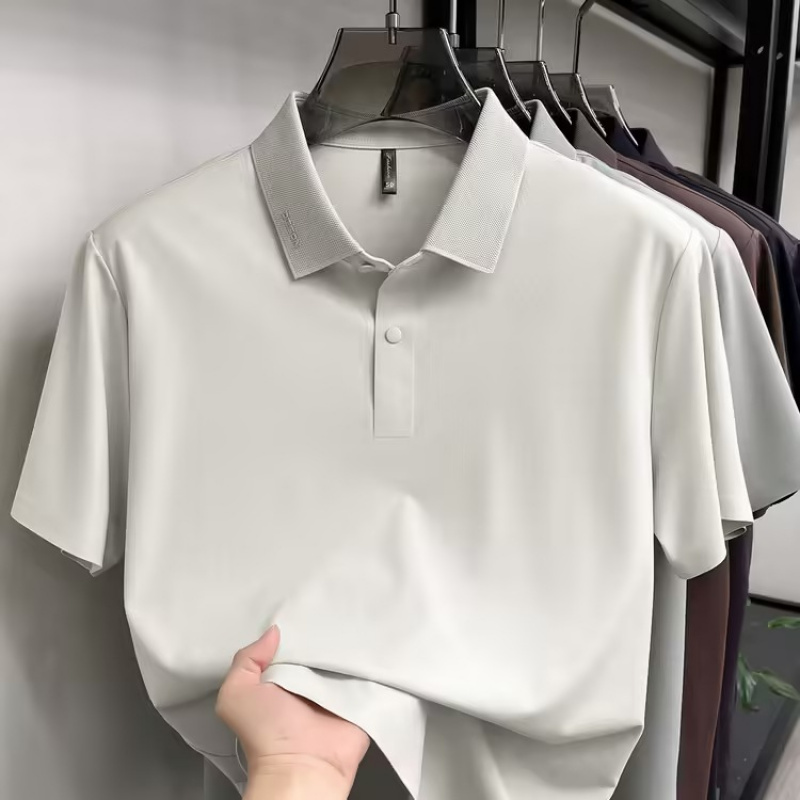 夏季新款男士条纹短袖Polo衫简约休闲轻商务翻领透气舒适轻薄
