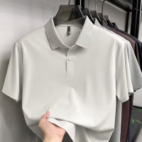 夏季新款男士条纹短袖Polo衫简约休闲轻商务翻领透气舒适轻薄