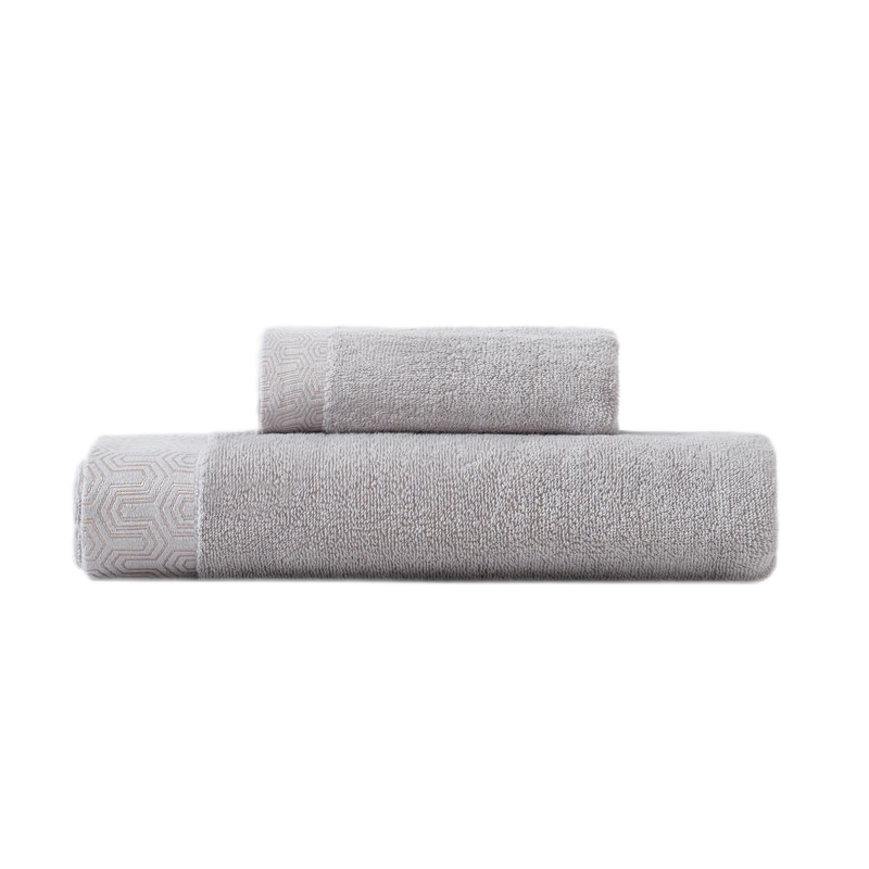 天山柔 70*140cm 350g 全棉迷宫格浴巾 (计价单位:条) 浅灰