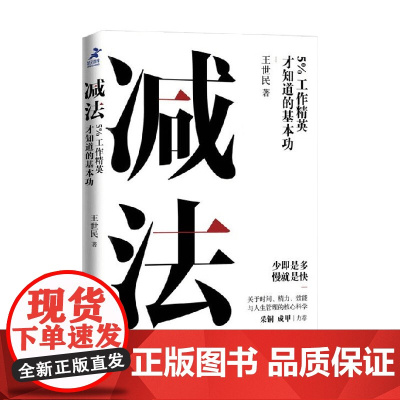 减法  王世民 著 职场精英基本功 洞察力工作习惯 时间精力效能与人生管理的核心科学 励志与成功