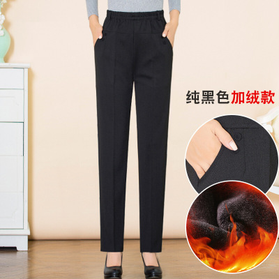 迪鲁奥(DILUAO)新款女装中年妈妈裤子女2021新款长裤秋冬加绒加厚常规中老年秋装女裤