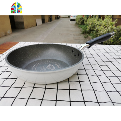 26cm平底煎锅不粘电磁炉不粘煎牛排班戟 FENGHOU 压铸黑金钢煎炒锅+盖子