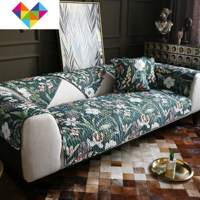 欧式轻奢沙发垫套罩子加厚布艺全包盖巾四季通用防滑沙发坐垫奇幻森林90*120御蓝锦