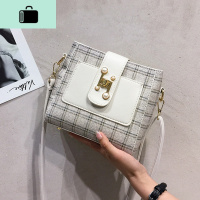 格纹水桶包小包包女2020夏季新款潮韩版百搭洋气包链条时尚斜挎包NEW LAKE女斜挎包