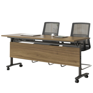 文灵折叠培训桌椅组合长条形桌拼接现代简约双人桌子带轮双层会议桌[工厂现做 7天内发货]