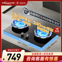 万和[蓝莲花B9DS]5.2kW天然气猛火70%热效率双边定时嵌入式家用煤气双炉具双灶台灶具燃气灶全新一代猛火灶天然气
