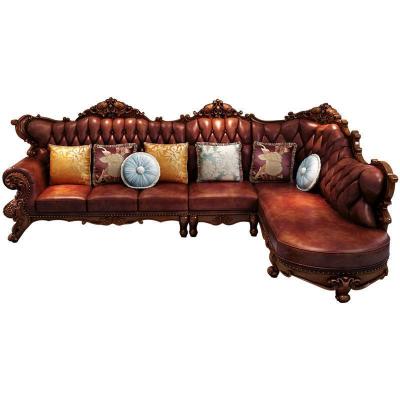 森美人欧式沙发组合客厅整装家具实木复古别墅转角刻沙发