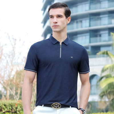 梵克公牛polo衫男短袖英伦2020热卖中青年修身翻领半袖打底衫男士休闲帅气夏季新商务休闲上衣128HB208宝蓝165