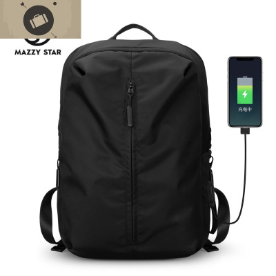 双肩包男士简约休闲电脑包潮牌旅行背包时尚潮流高初中大学生书包艾狄伊娃骑士黑（潮酷版）