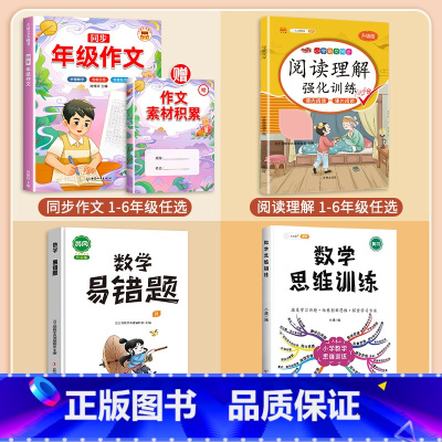 [语数全套]阅读理解+作文+数学思维+易错题 二年级上 [正版]2023新版二年级上册语文阅读理解专项强化训练书人教版训