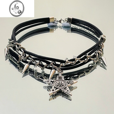 JiMichoker柳钉骷髅星星项圈Y2K辣妹亚文化哥特朋克地雷系小众甜酷潮