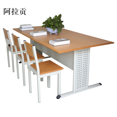 阿拉贡学校图书馆阅览室桌椅书店会议室培训阅读桌钢木学生桌学生椅[工厂现做 7天内发货]