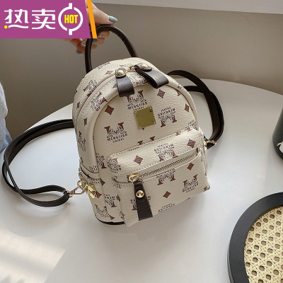 NEWLAKE港风印花时尚背包超火双肩包女2021新款复古洋气百搭休闲ins小包