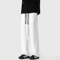 |卫裤夏季美式垂感肌理感纯色直筒阔腿长裤男痞帅潮牌拖地